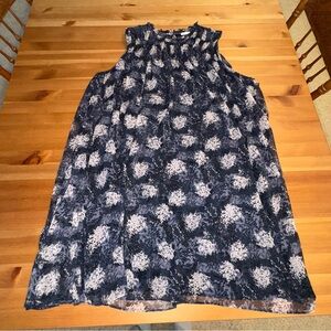 Joie Baltic Print Lined MINI Dress  ruffle collar Key hole closure Size XXL Blue